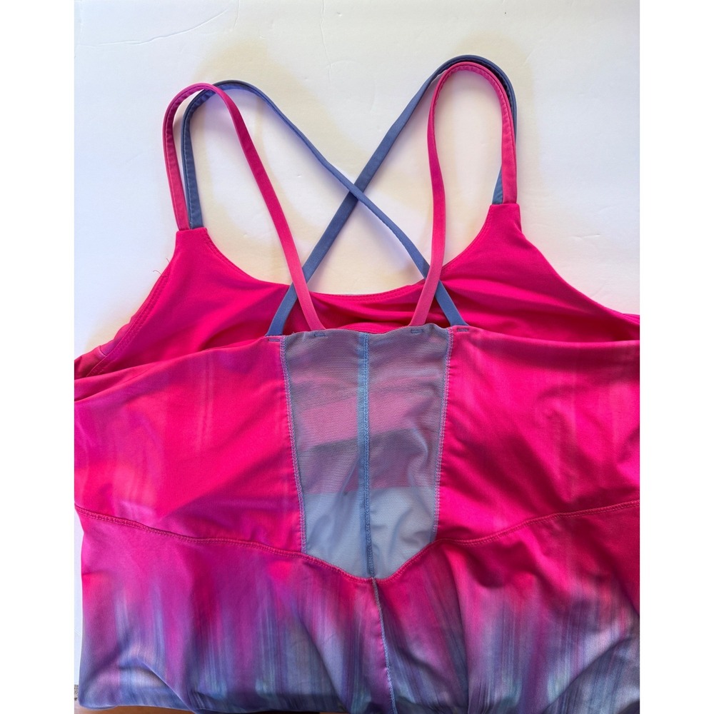 Lucky in Love Womens Pink  Ombre Mesh Panel Strappy Athletic Tank Top Size L Gym - Picture 6 of 10